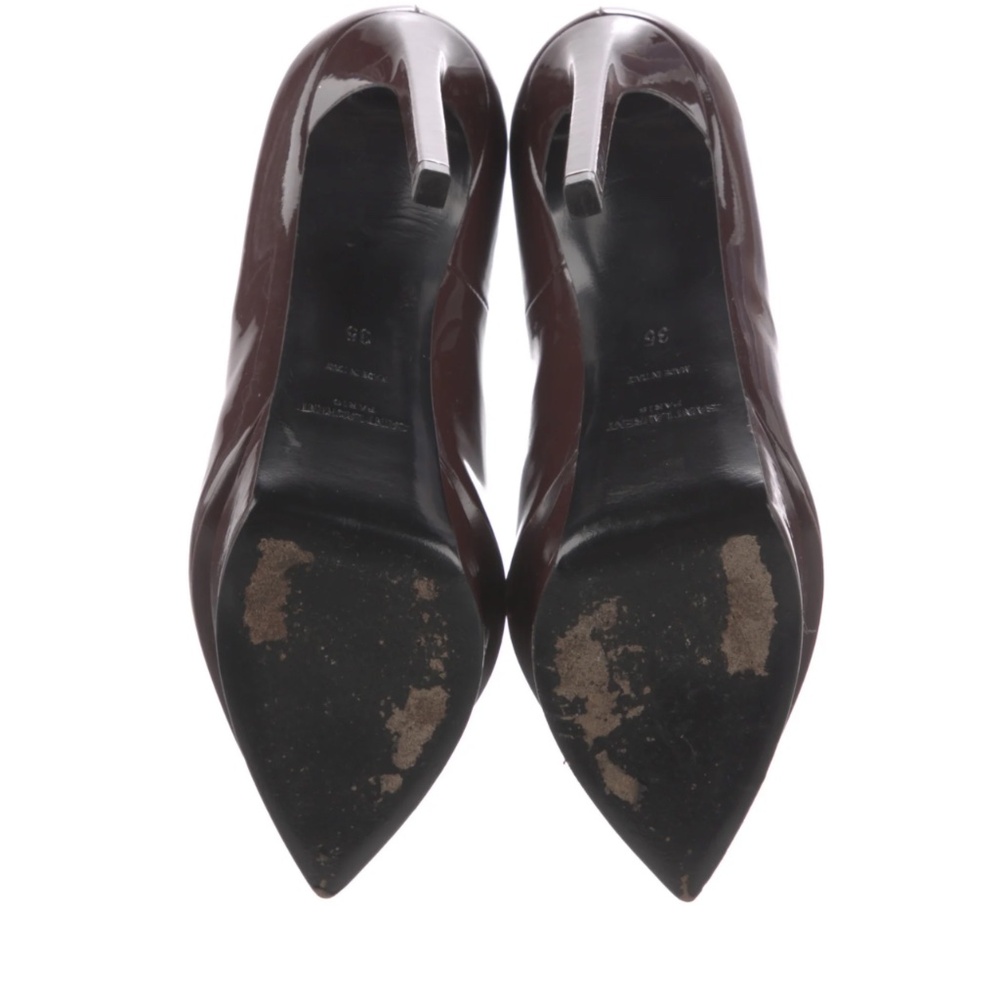 Saint Laurent Brown Patent Leather Janis High Heel Pumps Women's Size: 5 | IT 35 - Picture 5 of 5